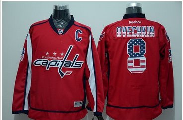 Washington Capitals #8 Alex Ovechkin Red USA Flag Fashion Stitched NHL Jersey Washington Capitals #8 Alex Ovechkin Red USA Flag Fashion Stitched NHL Jersey