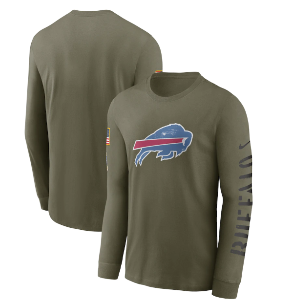 Men's Buffalo Bills Olive 2022 Salute To Service Long Sleeve T-Shirt