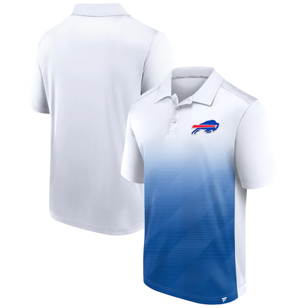 Men's Buffalo Bills White Royal Iconic Parameter Sublimated Polo Men's Buffalo Bills White Royal Iconic Parameter Sublimated Polo