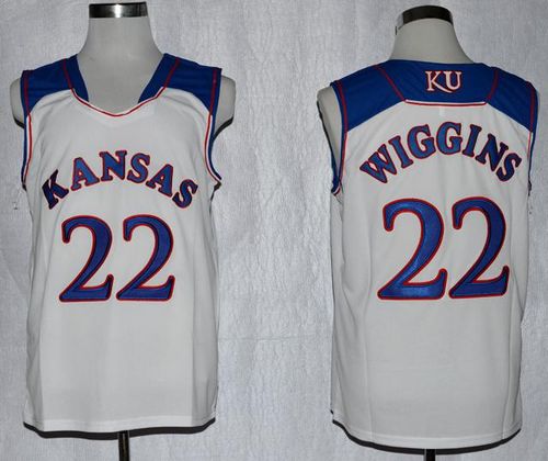 Kansas Jayhawks #22 Andrew Wiggins White Basketball Stitched NCAA Jersey