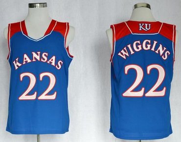 Kansas Jayhawks #22 Andrew Wiggins Blue Basketball Stitched NCAA Jersey