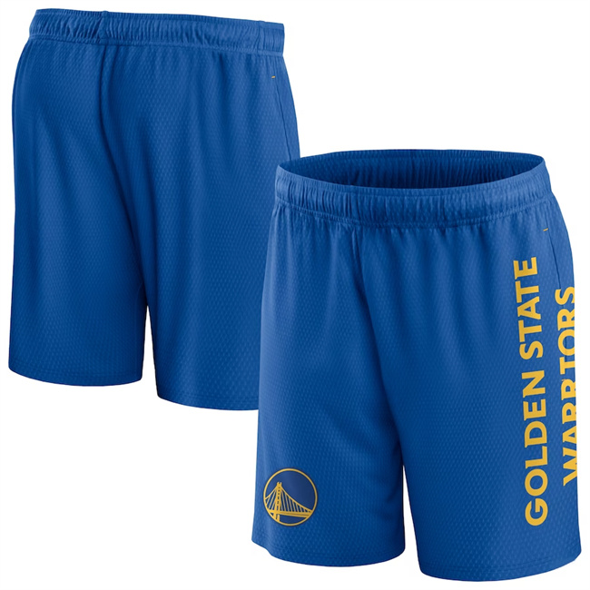 Men's Golden State Warriors Royal Post Up Mesh Shorts(Run Small)