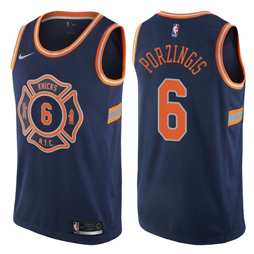 Nike Knicks #6 Kristaps Porzingis Navy NBA Swingman City Edition Jersey