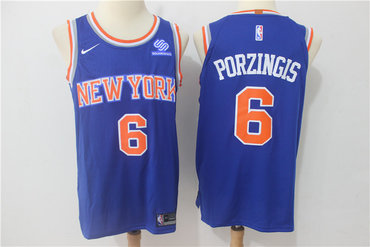 Knicks 6 Kristaps Porzingis Blue Nike Authentic Jersey