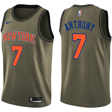 Nike Knicks #7 Carmelo Anthony Green Salute to Service NBA Swingman Jersey