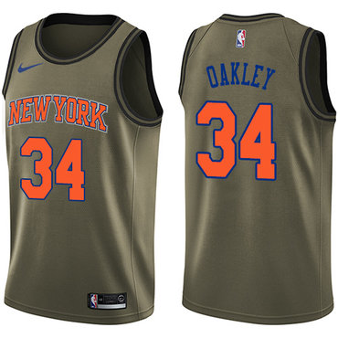 Nike Knicks #34 Charles Oakley Green Salute to Service NBA Swingman Jersey