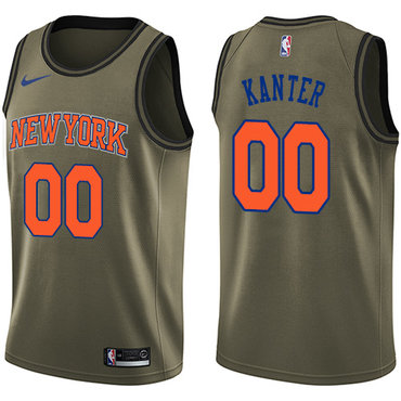 Nike Knicks #0 Enes Kanter Green Salute to Service NBA Swingman Jersey