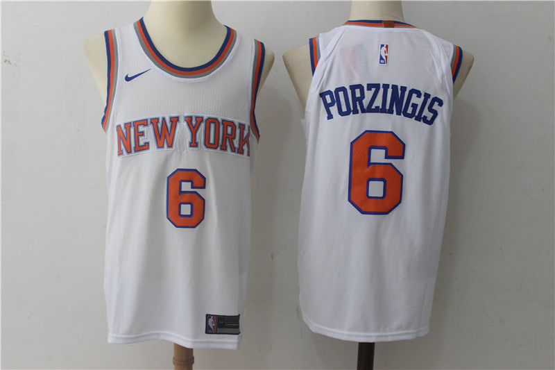 Knicks 6 Kristaps Porzingis White Nike Jersey