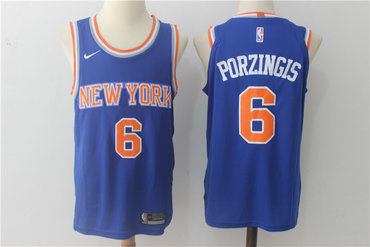 Knicks 6 Kristaps Porzingis Blue Nike Jersey