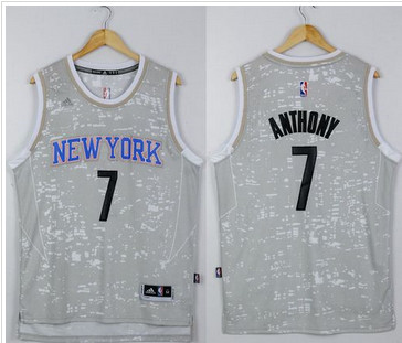 New York Knicks #7 Carmelo Anthony Grey City Light Stitched NBA Jersey