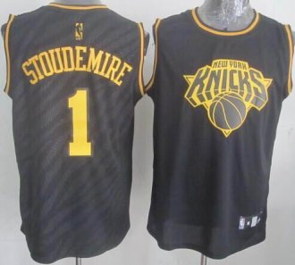 New York Knicks #1 Amar'e Stoudemire Black Precious Metals Fashion Stitched NBA Jersey