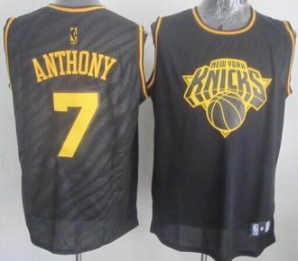 New York Knicks #7 Carmelo Anthony Black Precious Metals Fashion Stitched NBA Jersey