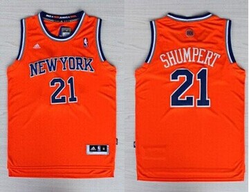 Revolution 30 New York Knicks #21 Iman Shumpert Orange Alternate Stitched NBA Jersey