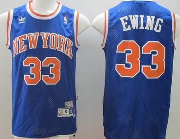 New York Knicks #33 Patrick Ewing Blue Throwback NBA Jersey