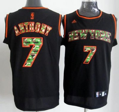 New York Knicks 7 Carmelo Anthony Black Revolution 30 Swingman NBA Jerseys Camo Number