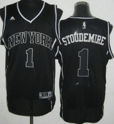 Revolution 30 New York Knicks 1 Amar'e Stoudemire Black and White Fashion Swingman Jersey