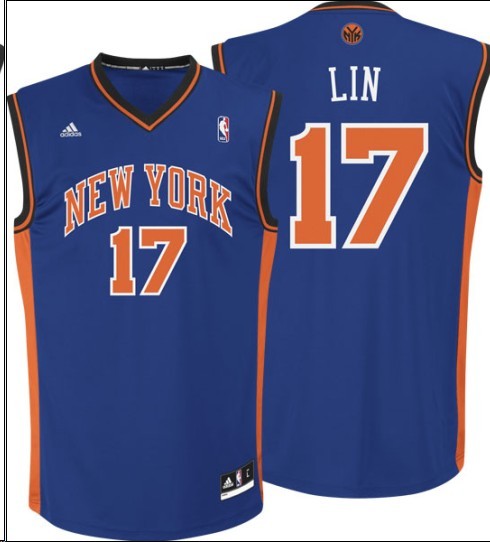 New York Knicks 17 Jeremy Lin Blue Jerseys