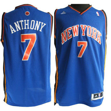 New York Knicks 7# Carmelo Anthony New Revolution 30 Swingman Stitched Blue Jerseys