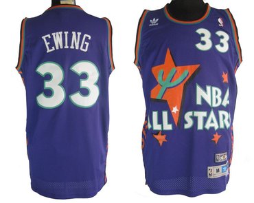 Mitchell and Ness New York Knicks 1995 All Star #33 Patrick Ewing Soul (Swingman) Stitched Purple Jersey