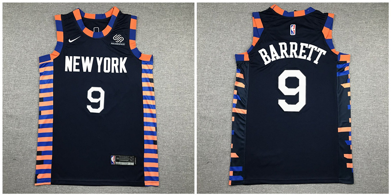 Knicks 9 R.J. Barrett Navy City Edition Nike Authentic Jersey