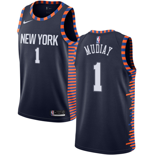 Knicks #1 Emmanuel Mudiay Navy Basketball Swingman City Edition 2018 19 Jersey