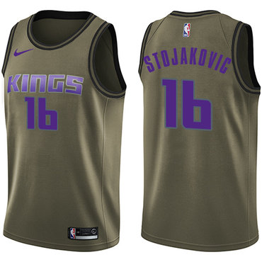 Nike Kings #16 Peja Stojakovic Green Salute to Service NBA Swingman Jersey