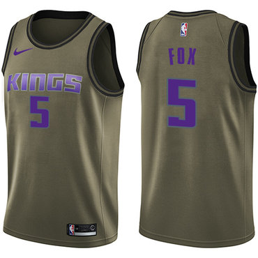 Nike Kings #5 De'Aaron Fox Green Salute to Service NBA Swingman Jersey