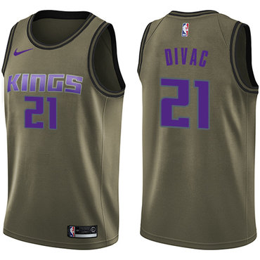 Nike Kings #21 Vlade Divac Green Salute to Service NBA Swingman Jersey