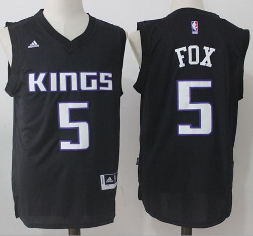 Kings #5 De'Aaron Fox Black Fashion Stitched NBA Jersey