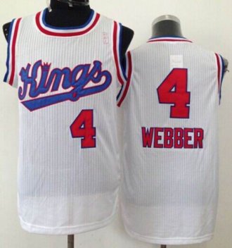 Sacramento Kings #4 Chris Webber White New Throwback NBA Jersey