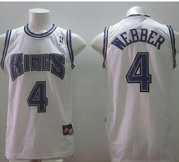 Sacramento Kings #4 Chris Webber White Home Throwback Stitched NBA Jersey