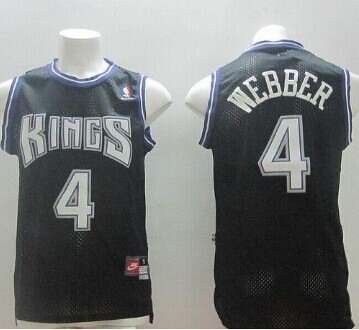 Sacramento Kings #4 Chris Webber Black Throwback Stitched NBA Jersey