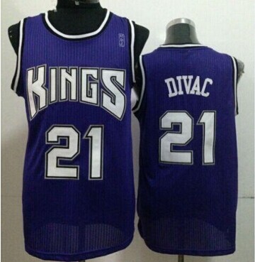 Sacramento Kings #21 Vlade Divac Purple Throwback Stitched NBA Jersey