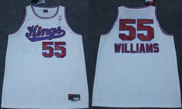 Sacramento Kings 55 Jason Williams White Throwback NBA Jerseys