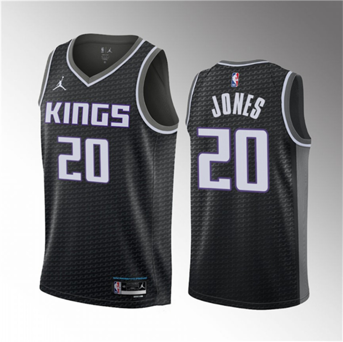 Men's Sacramento Kings #20 Colby Jones Black 2023 Draft Statement Edition Stitched Jersey