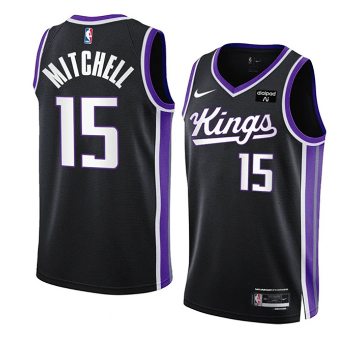 Men's Sacramento Kings #15 Davion Mitchell Black 2023 24 Icon Edition Swingman Stitched Basketball Jersey