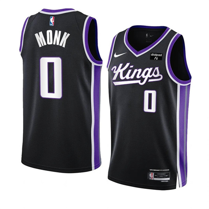 Men's Sacramento Kings #0 Malik Monk Black 2023 24 Icon Edition Swingman Stitched Basketball Jersey