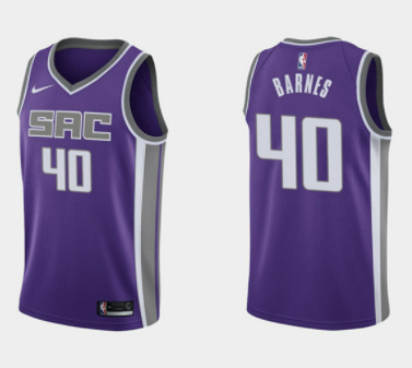 Men's Sacramento Kings #40 Harrison Barnes Purple Icon Edition Stitched Basketball Jersey