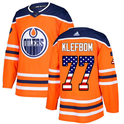 Adidas Oilers #77 Oscar Klefbom Orange Home Authentic USA Flag Stitched NHL Jersey Adidas Oilers #77 Oscar Klefbom Orange Home Authentic USA Flag Stitched NHL Jersey