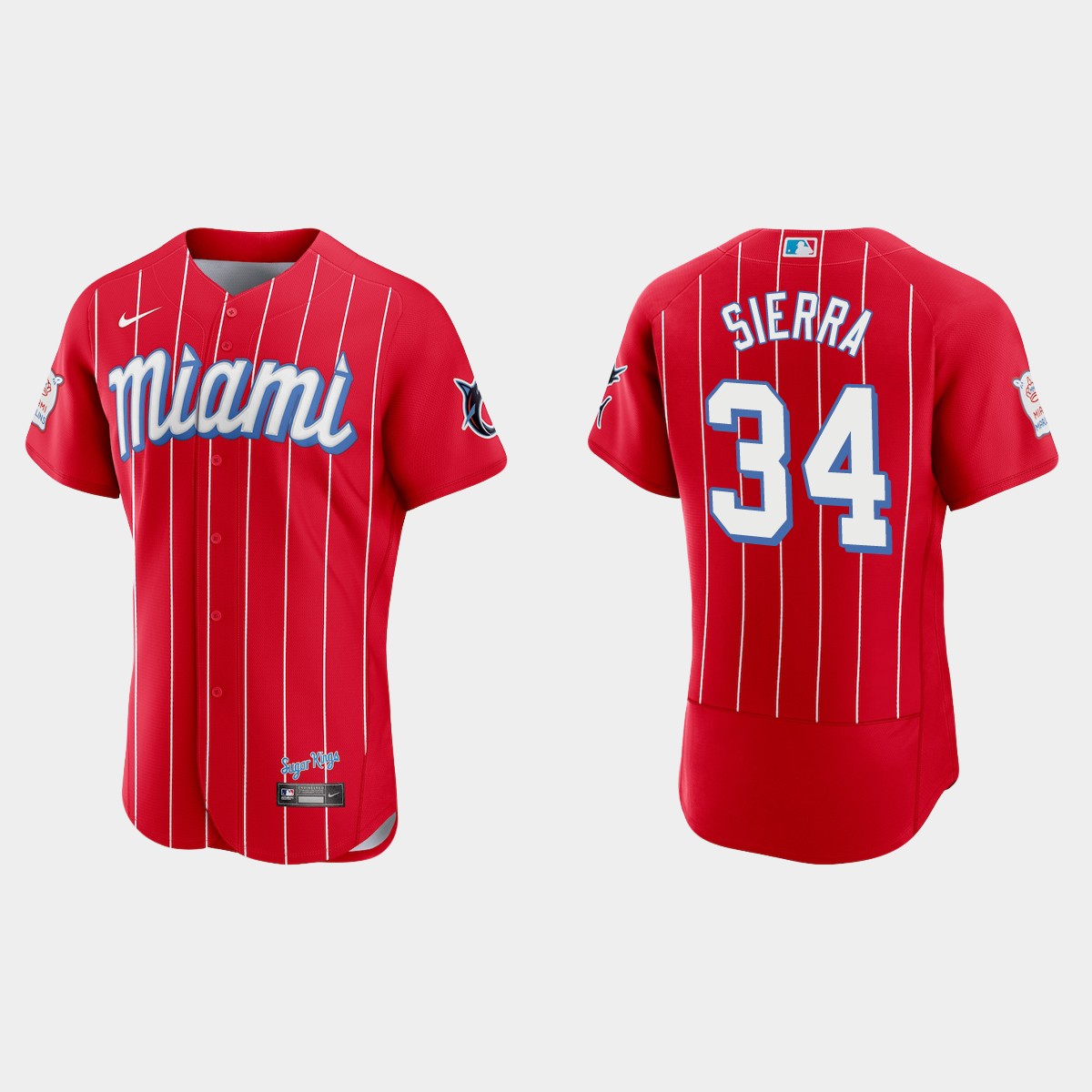 Miami Marlins #34 Magneuris Sierra Men's Nike 2021 City Connect Authentic MLB Jersey Red Miami Marlins #34 Magneuris Sierra Men's Nike 2021 City Connect Authentic MLB Jersey Red