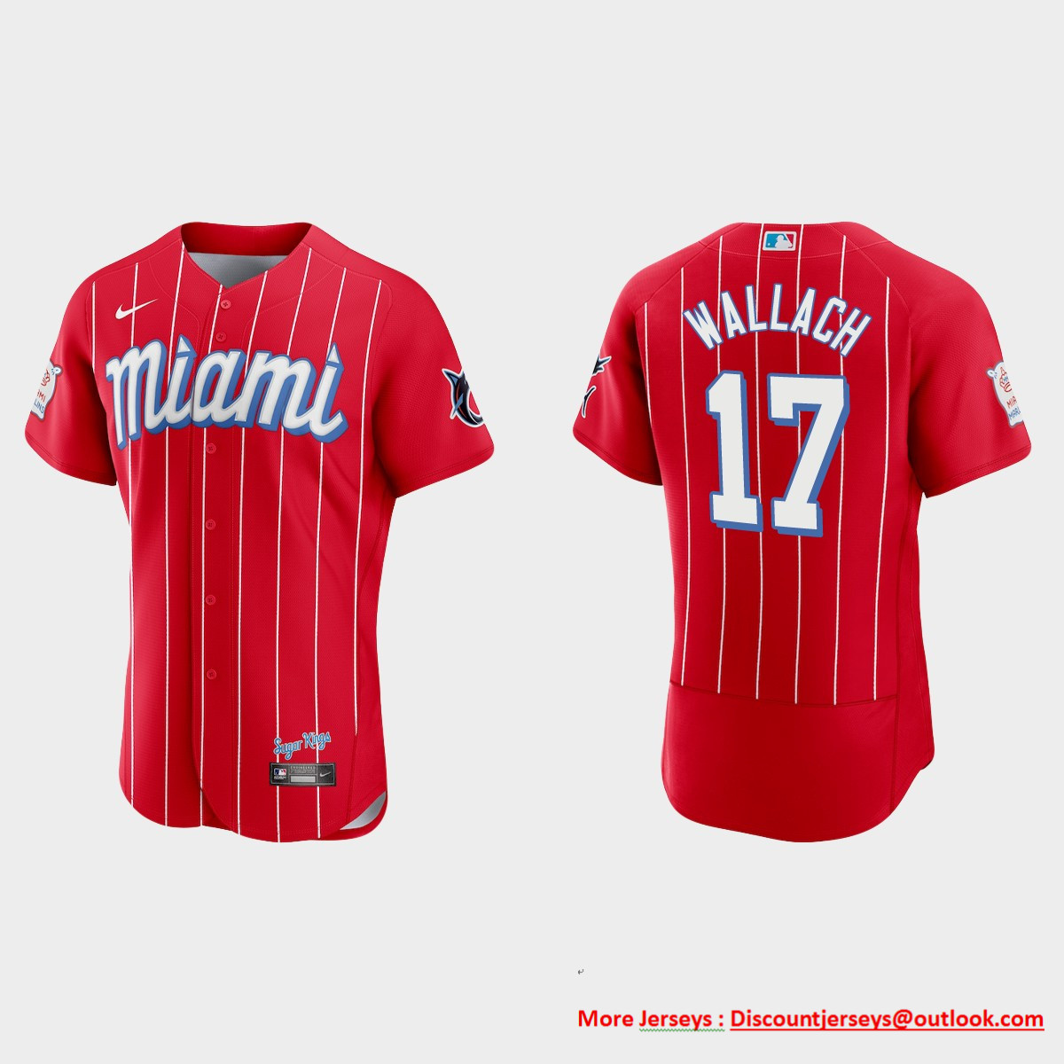 Miami Marlins #17 Chad Wallach Men's Nike 2021 City Connect Authentic MLB Jersey Red