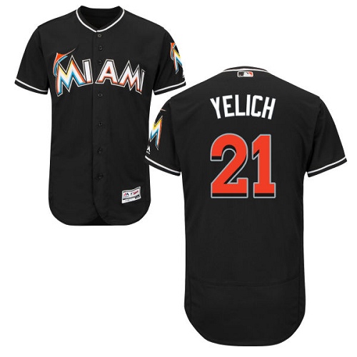 marlins #21 Christian Yelich Black Flexbase Authentic Collection Stitched MLB Jersey