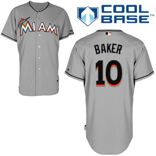 Miami Marlins #10Jeff Baker Authentic Personalized Road Gray Jersey