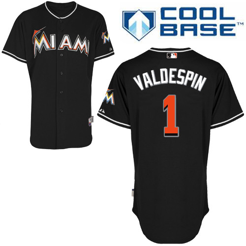 Miami Marlins #1Jordany Valdespin Authentic Alternate Black Jersey Miami Marlins #1Jordany Valdespin Authentic Alternate Black Jersey