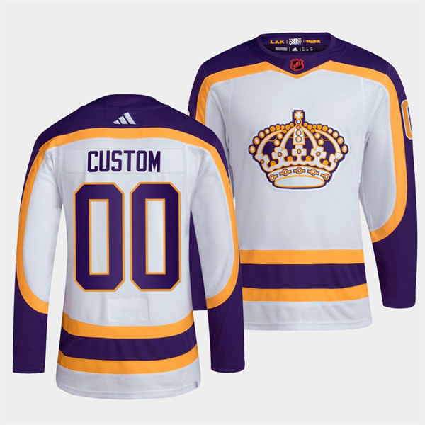 Men's Los Angeles Kings Custom White 2022 Reverse Retro Stitched Jersey Men's Los Angeles Kings Custom White 2022 Reverse Retro Stitched Jersey