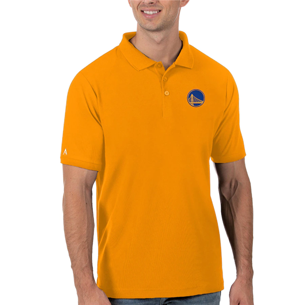 Men's Golden State Warriors Antigua Gold Legacy Pique Polo