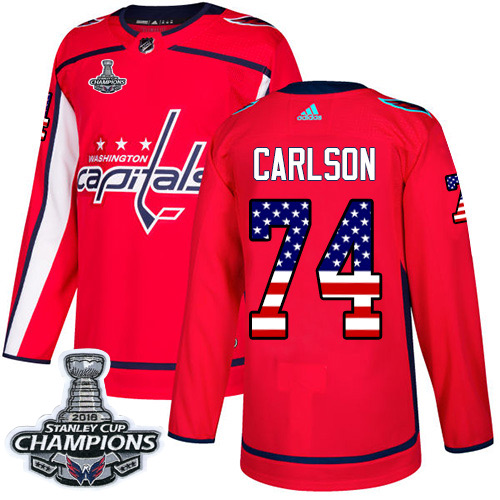 Adidas Capitals #74 John Carlson Red Home Authentic USA Flag Stanley Cup Final Champions Stitched Youth NHL Jersey Adidas Capitals #74 John Carlson Red Home Authentic USA Flag Stanley Cup Final Champions Stitched Youth NHL Jersey