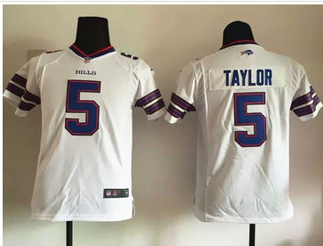 Youth Nike Bills #5 Tyrod Taylor White Stitched NFL New Elite Jersey