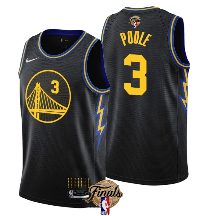 Youth Golden State Warriors #3 Jordan Poole 2022 Black NBA Finals Stitched Jersey