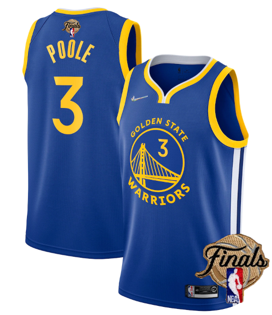 Youth Golden State Warriors #3 Jordan Poole 2022 Blue NBA Finals Stitched Jersey